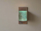 Rust and Verdigris Contemporary Half Round / Copper Light Sconce