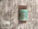 Rust and Verdigris Contemporary Half Round / Copper Light Sconce