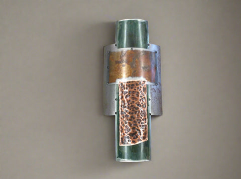 Wall Art / Copper on Green + Rust on Steel / Abstract / Artwork