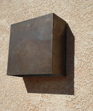 ) Rustic style, patinaed steel light sconce // wall sconce // industrial modern by Mike Dumas Copper Designs.