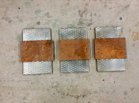 Rusted Steel/ Expanded steel patinaed 3 piece Wall Art.